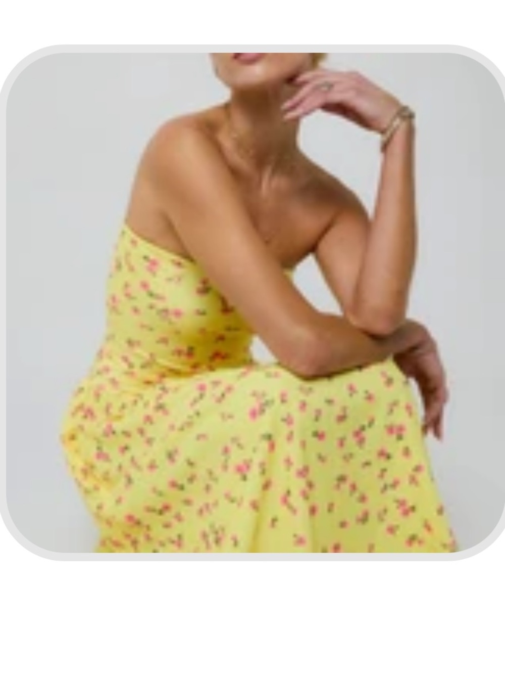 RESA Yellow Maxi Skirt with Red Floral Print